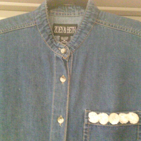 M Upcycled Zoey and Beth Denim Shirt Duster/Layering Vest - Picture 3 of 8
